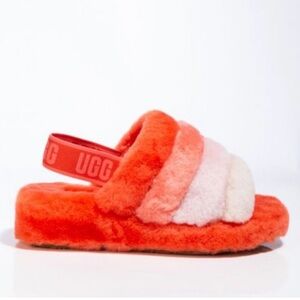 UGG Australia Slingback Fluff Yeah Slides Lava Flow Multicolor Slippers Sz 8 EUC